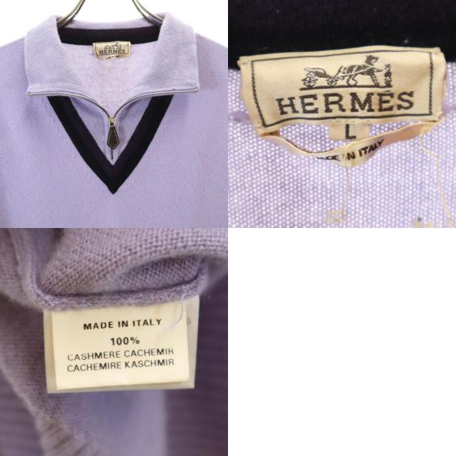 HERMES エルメス イタリア製 カシミヤ100％ 長袖 ハーフジップ ニット