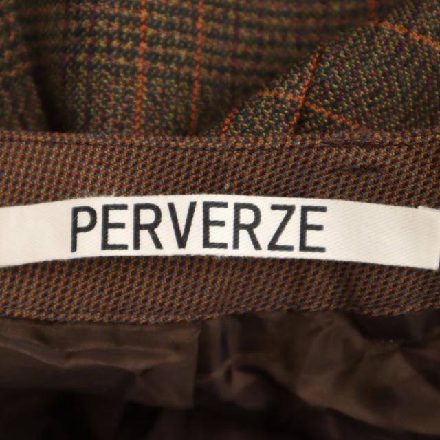PERVERZE パーバーズ チェック柄 ロングパンツ S ブラウン レディース_7