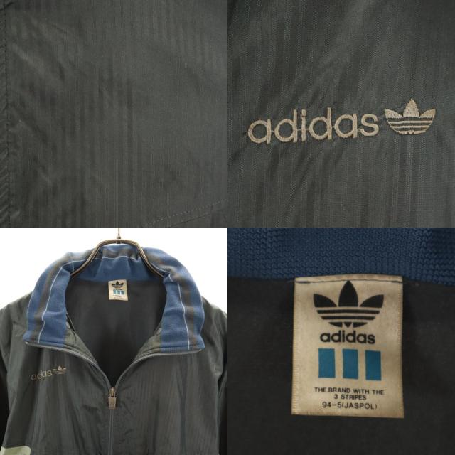 adidas アディダス 80s デサント ヴィンテージ ウインドブレーカー L チャコールグレー ジャケット 裏トリコット メンズ