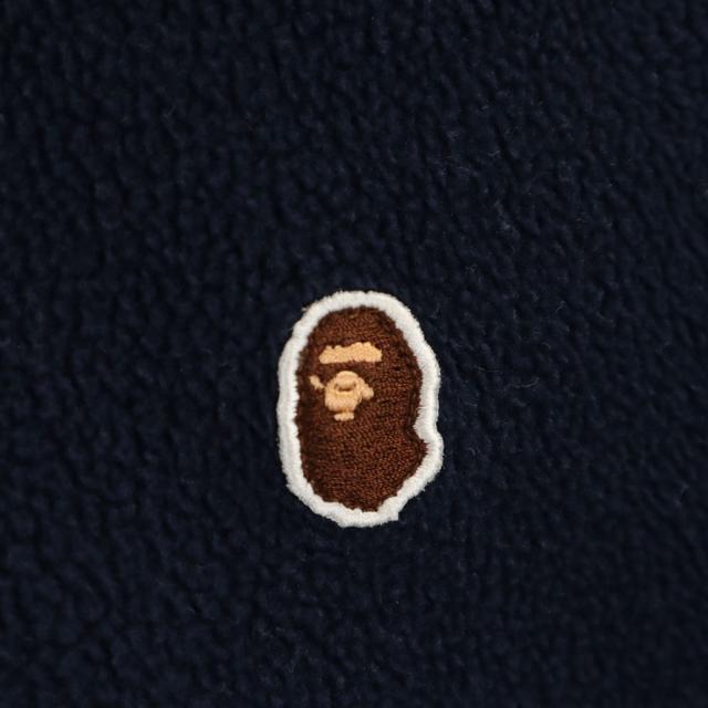 A BATHING APE アベイシングエイプ 日本製 長袖 フリース ジップパーカー S ネイビー メンズ_4