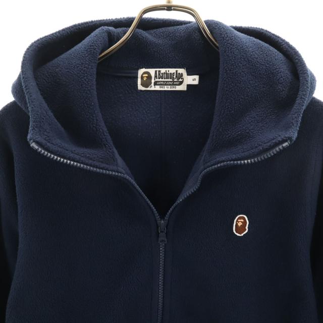 A BATHING APE アベイシングエイプ 日本製 長袖 フリース ジップパーカー S ネイビー メンズ_5