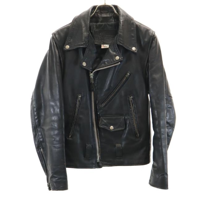 BRANDED GARMENTS ブランデッドガーメンツ 80s USA製 ヴィンテージ 本革レザー ダブルライダースジャケット 36 ブラック メンズ