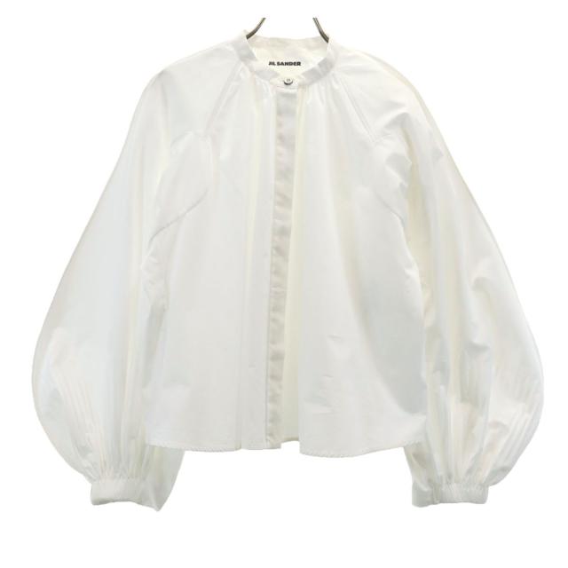 JIL SANDER ジルサンダー イタリア製 長袖 ギャザー ブラウス 34 ホワイト シャツ レディース