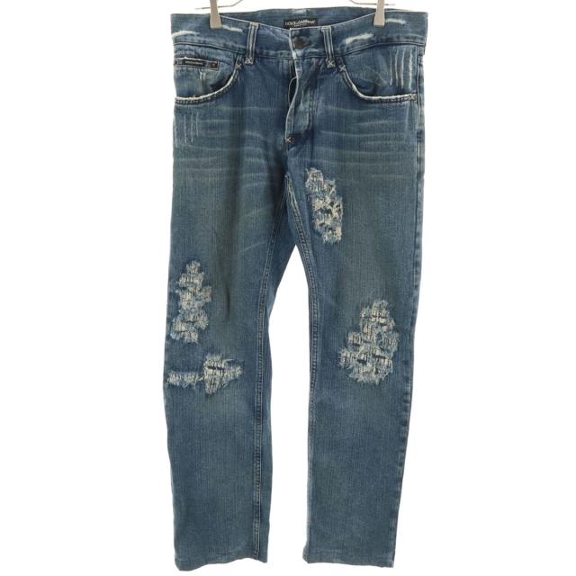 DOLCE&GABBANA ドルチェアンドガッバーナ イタリア製 ヴィンテージ加工 デニムパンツ 46 ウォッシュブルー ジーンズ メンズ