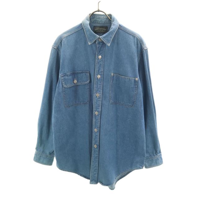 POLO COUNTRY RALPH LAUREN ポロカントリー ラルフローレン 80s 90s オールド 長袖 デニムシャツ M ウォッシュブルー メンズ