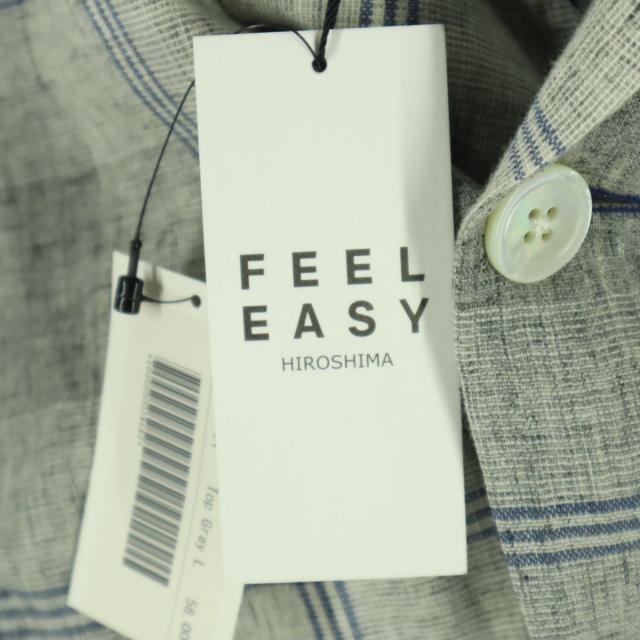 FEEL EASY フィールイージー 日本製 チェック柄 長袖 テーラードジャケット L ライトグレー メンズ_6