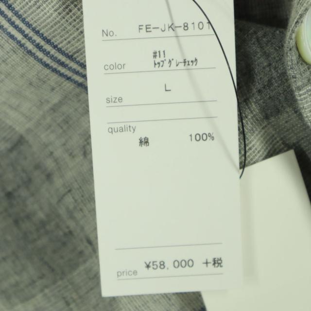 FEEL EASY フィールイージー 日本製 チェック柄 長袖 テーラードジャケット L ライトグレー メンズ_7