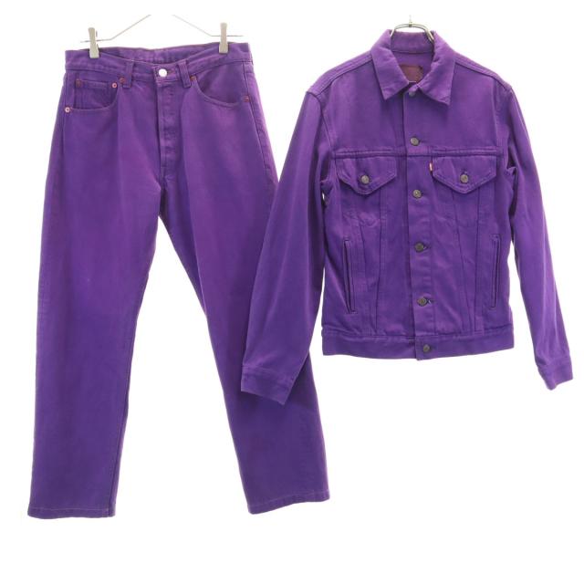 Levi’s リーバイス 90s 70506-0257 USA製 カナダ製 オールド 後染め デニムジャケット 上下セットアップ トラッカー ジージャン メンズ