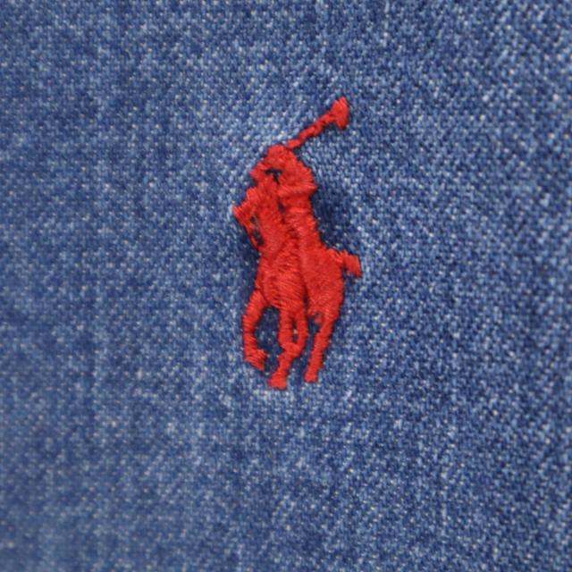 Polo by Ralph Lauren ポロバイラルフローレン 80s ヴィンテージ 緑タグ ボーイズ 長袖 ダンガリーデニム ボタンダウンシャツ 160 キッズ_4