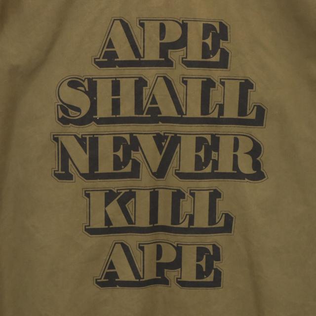 A BATHING APE アベイシングエイプ バックプリント 長袖 ミリタリーシャツ L オリーブ系 メンズ_2