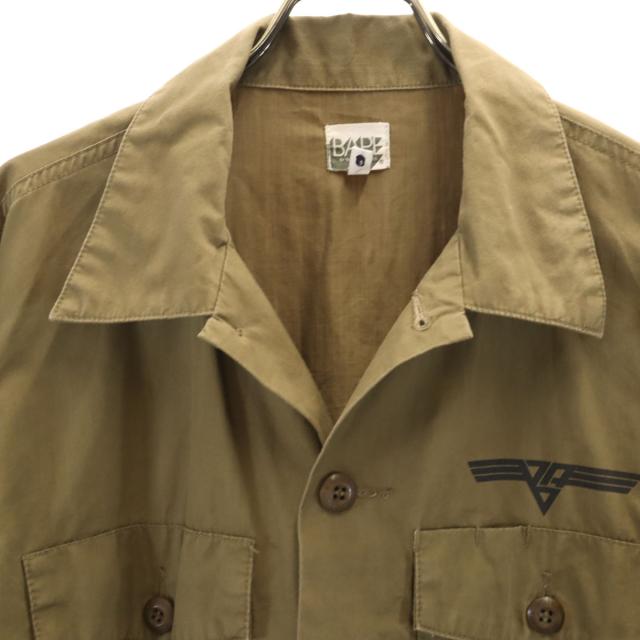 A BATHING APE アベイシングエイプ バックプリント 長袖 ミリタリーシャツ L オリーブ系 メンズ_3