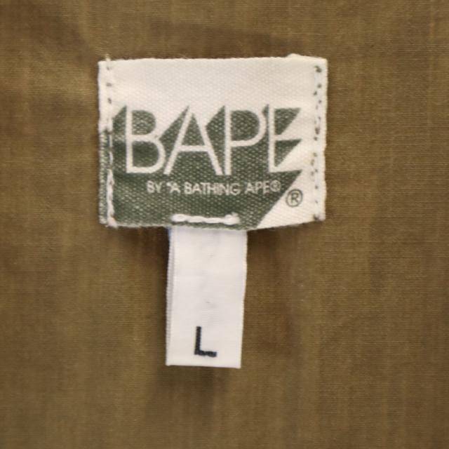 A BATHING APE アベイシングエイプ バックプリント 長袖 ミリタリーシャツ L オリーブ系 メンズ_8