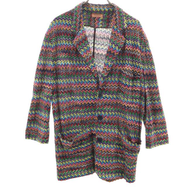 Missoni ミッソーニ 総柄 長袖 ラペル ニットカーディガン 50 マルチ アンコン メンズ