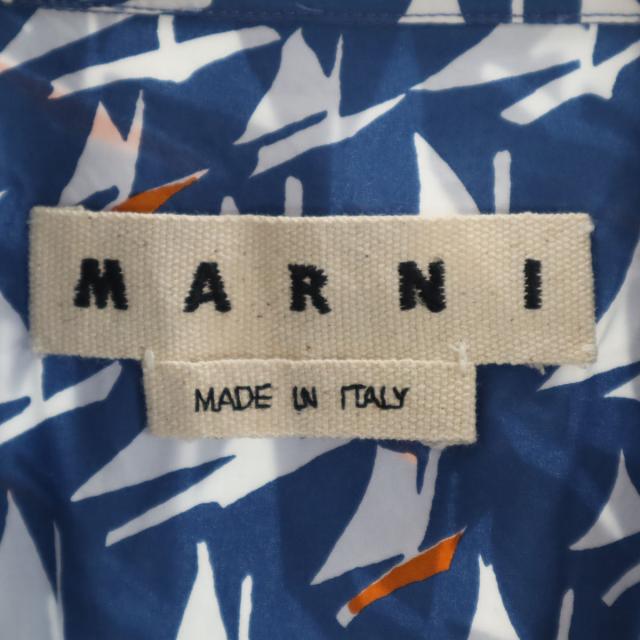 MARNI マルニ イタリア製 ヨット柄 長袖 コットンシャツ 46 ブルー メンズ_6