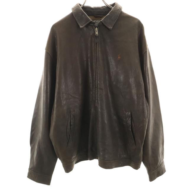 Polo by Ralph Lauren ポロバイラルフローレン 90s オールド レザージャケット XL ダークブラウン メンズ