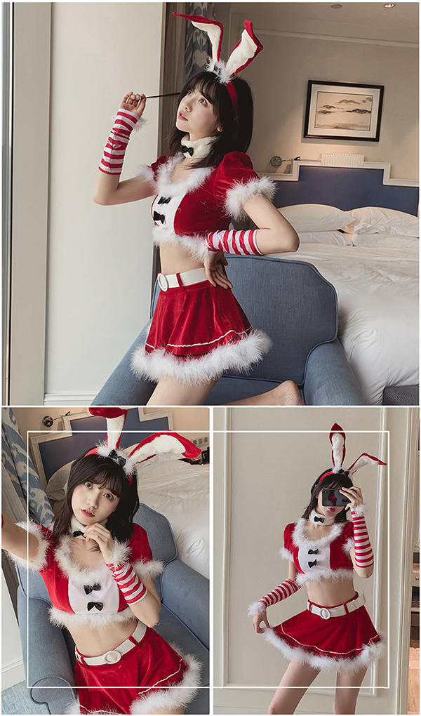 バニーガール サンタ コスプレ クリスマス ミニスカ ピンク セクシー イベント 即日発送クリスマスコスプレ8点セットMalymoon⁄マリームーン