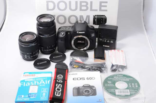 【中古】 ダブルズームキット Canon デジタル一眼レフカメラ EOS 60D ダブルズームキット EF-S18-55ｍｍ/EF-S55-250ｍｍ付属 EOS60D-WKIT