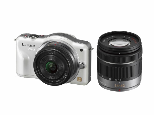 【中古】 シェルホワイト_ダブルズームキット パナソニック ミラーレス一眼カメラ LUMIX GF3 ダブルズームキット シェルホワイト DMC-GF3