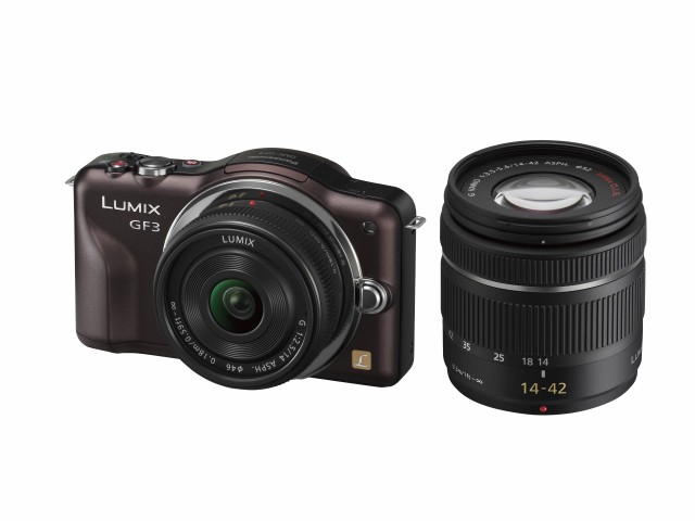 【中古】 センシュアルブラウン_ダブルズームキット パナソニック ミラーレス一眼カメラ LUMIX GF3 ダブルレンズキット センシュアルブラ