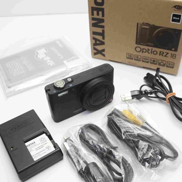 【中古】 ブラック PENTAX デジタルカメラ Optio RZ18(ブラック)1600万画素 25mm 光学18倍 小型軽量 OPTIORZ18BKの通販は 22,908円