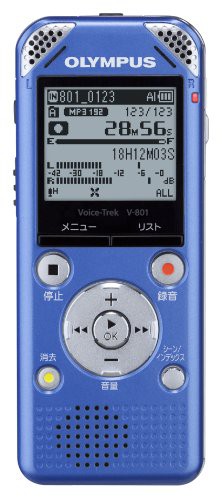 【中古】 ライトブルー OLYMPUS ICレコーダー VoiceTrek 2GB MP3/WMA ステレオ録音 microSD対応 LBL ライトブルー V-801