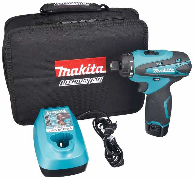 【中古】 バッテリー・充電器・ケース付 マキタ(Makita) 充電式ドライバドリル 10.8V 可変速，逆回転 本体付属バッテリー1個搭載モデル D