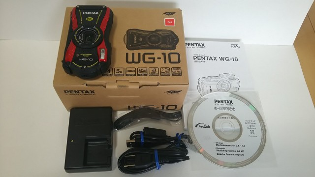 【中古】 レッド PENTAX 防水デジタルカメラ PENTAX WG-10 レッド 1cmマクロ マクロスタンド付属 PENTAX WG-10RD 12653