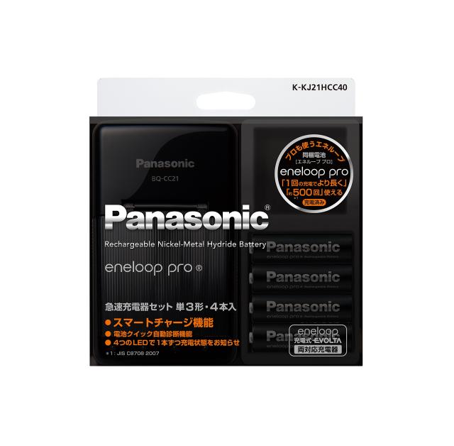 【中古】 単3形4本付き_エネループ 大容量 Panasonic 単3形 eneloop 4本付( ハイエンドモデル＜大容量＞)急速充電器セット K-KJ21HCC40の通販は