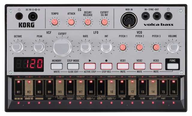 【中古】 本体のみ KORG アナログ ベースマシン volca bass 16ステップシーケンサー 電池駆動 スピーカー内蔵 ヘッドフォン使用可 どこで