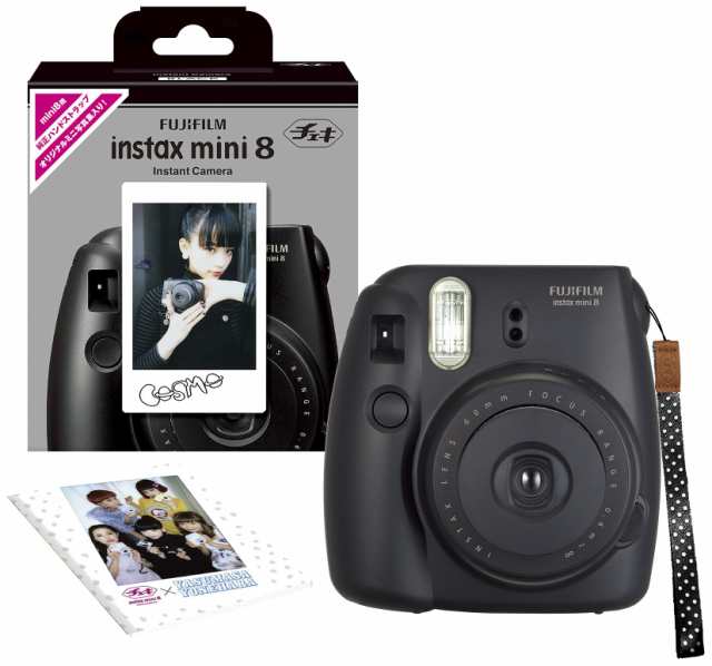 【中古】 ブラック FUJIFILM インスタントカメラ チェキ instax mini 8 純正ハンドストラップ付き ブラック INS MINI 8 BLACK N