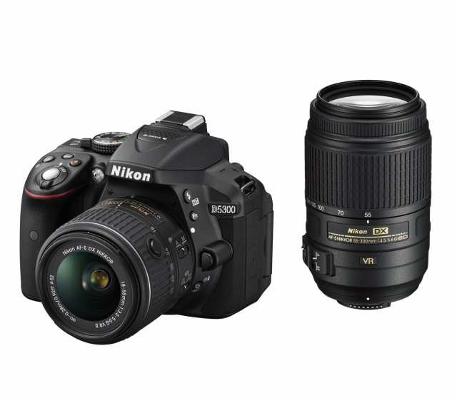 【中古】 ブラック_ダブルズームキット1 Nikon デジタル一眼レフカメラ D5300 ダブルズームキット ブラック 2400万画素 3.2型液晶 D5300W