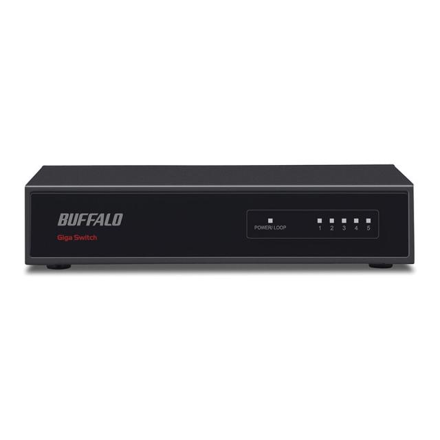 【中古】 BUFFALO Giga対応 金属筺体 電源内蔵 5ポート ブラック スイッチングハブ LSW4-GT-5NS/BKの通販は 5,379円