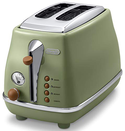 【中古】 3)オリーブグリーン De'Longhi (デロンギ) ポップアップトースター アイコナ・ヴィンテージ CTOV2003J-GR トースト 食パン 片面