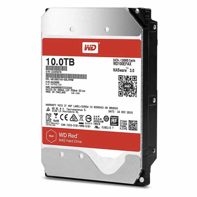 【中古】 Western Digital HDD 10TB WD Red NAS RAID 3.5インチ 内蔵HDD WD100EFAX