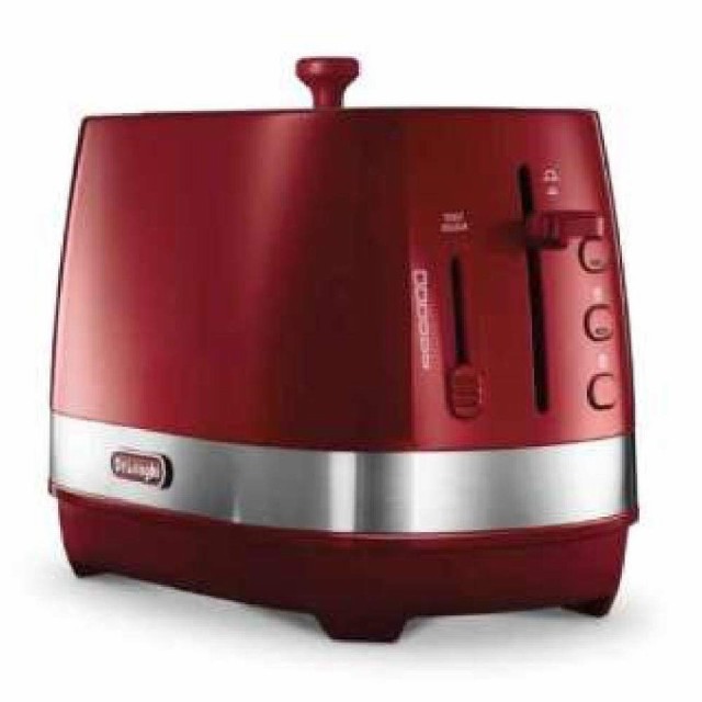 【中古】 2)レッド De'Longhi (デロンギ) ポップアップトースター アクティブ シリーズ CTLA2003J-R トースト 食パン 5~10枚切り 焼き目