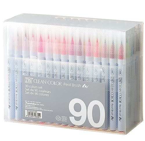 【中古】 90V／90色 呉竹 カラーペン 筆ペン ZIG クリーンカラー リアルブラッシュ 90色 RB-6000AT/90Vの通販は 14,472円