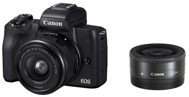 【中古】 ブラック_EF?M22mm + EF-M15-45mm ダブルレンズキット_通常版_1.セットなし Canon ミラーレス一眼カメラ EOS Kiss M ダブルレン