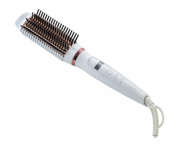 【中古】 LAVIEL ヘアアイロン ブラシアイロン 海外対応 マイナスイオン 温度調節11段階 MAX200℃ ヘアケア 30分オートオフ機能 ホワイト LV-B02の通販は