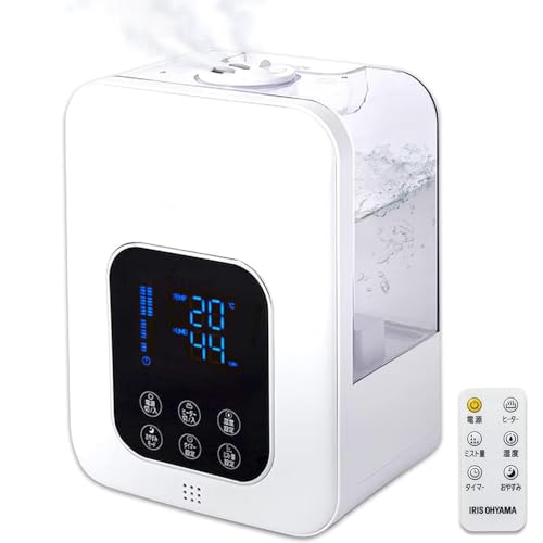 【中古】 ホワイト アイリスオーヤマ 加湿器 超音波式 スチーム式(加熱式) ハイブリット式 加湿量 350ml タンク容量 4.5L 10畳 12時間連続加湿 リモコン付 デジタル表示 ミスト3段階 湿度設定可 切タイマー付 卓上 デスク用 PH-UH35-W ホワイトの通販は 8,290円