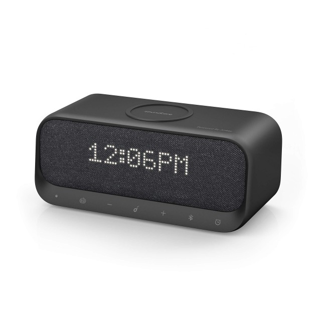 【中古】 ブラック Anker Soundcore Wakey Qi 対応 Bluetooth スピーカー ワイヤレス充電器 ラジオ 目覚まし時計 10W出力 iPhone ＆ Andr