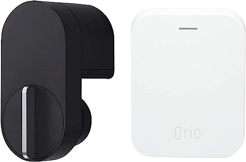 【中古】 4)本体+遠隔操作用ハブ(黒) 【Qrio Lock セット商品】Qrio Lock ブラック・Qrio Hubセット スマホでカギを開閉 外出先からカギ