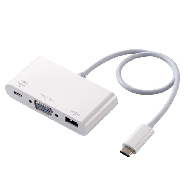 【中古】 ホワイト_D-sub エレコム Type-Cドッキングステーション PD対応 充電＆データ転送 Type-C×1 USB3.1(Gen1)×1 D-sub×1 ケーブル長30cm ホワイト DST-C14WHの通販は