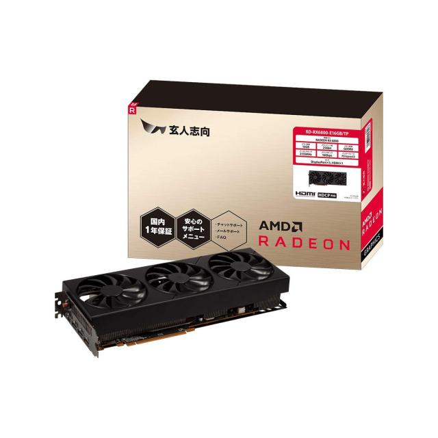中古】 玄人志向 AMD Radeon RX6800搭載 グラフィックボード GDDR6 