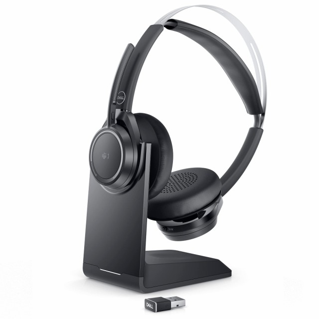 【中古】 4) WL7022 無線 / 充電スタンド付き Dell Premier ワイヤレス ANC ヘッドセット WL7022 Teams認定 USBドングル アクティブノイズキャンセリング スマートセンサー 充電スタンド付 ブラックの通販は