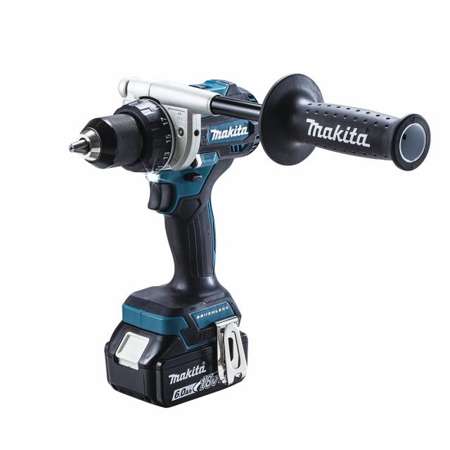 【中古】 マキタ(Makita) 充電式ドライバドリル 18V6Ah バッテリ2本・充電器・ケース付 DF486DRGX 青