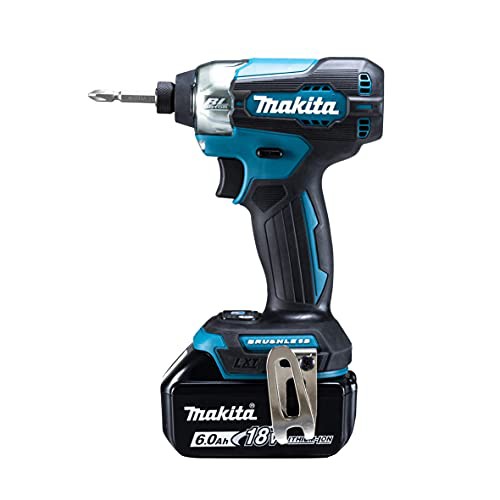 【中古】 青 マキタ(Makita) 充電式インパクトドライバ 18V6Ah バッテリ2本・充電器・ケース付 TD157DRGX