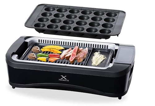 【中古】 3)吸煙機能搭載[たこ焼きプレート付き] [山善] 煙の少ない 焼肉プレート XGRILL PREMIUM ワイドサイズ プレート2種 (焼肉/たこ