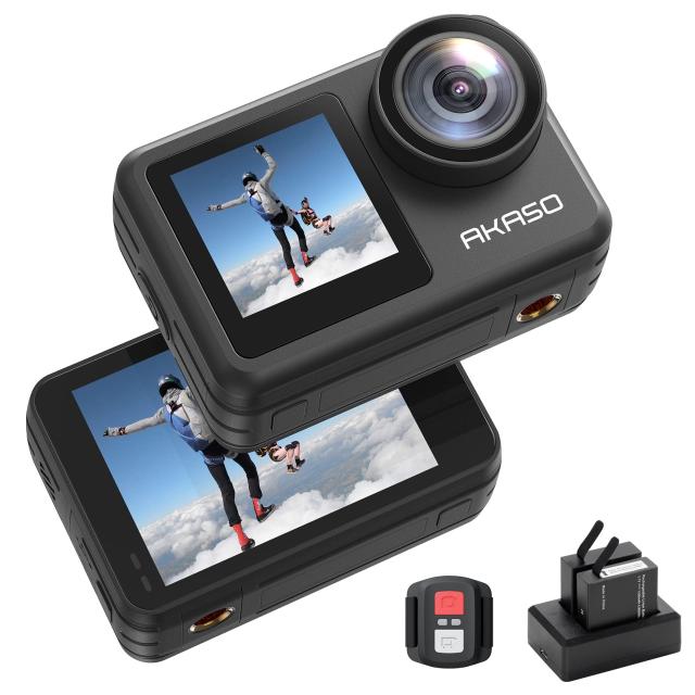 【中古】 ブラック_標準付属品 AKASO Brave 7 LE アクションカメラ 4K 20MP IPX7本機防水 40M防水機能(防水ケース付属) 六軸手ぶれ補正 デュアルカラースクリーン タッチパネル式 タイムラプス WiFi/Type-C外部マイク対応 1350mAhバッテリー2個 リモコン付き HDMI出力 (Japanの通販は