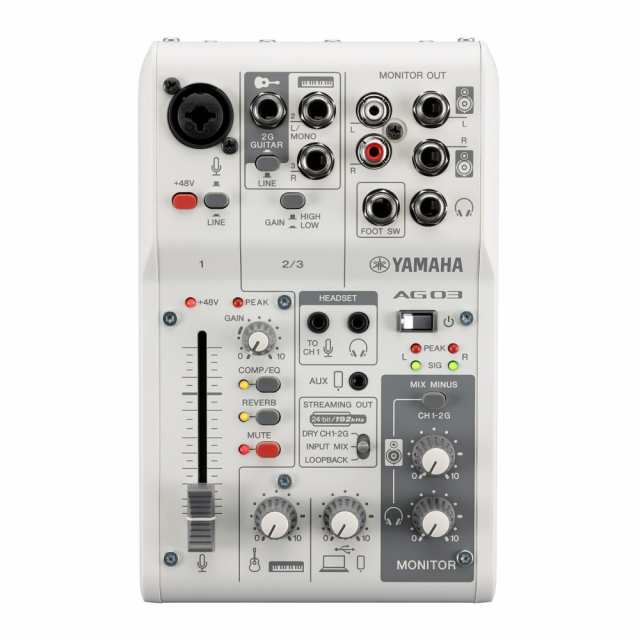 【中古】 YAMAHA AG03MK2 Mezclador de transmision en vivo de 3 canales， interfaz USBpara iOS/Mac/PC， Blanco， AG03MK2 W