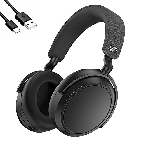 【中古】 ブラック ゼンハイザー Sennheiser MOMENTUM 4 Wireless ヘッドホン ノイズキャンセリング + 0.5m Cタイプ 予備充電ケーブル セ